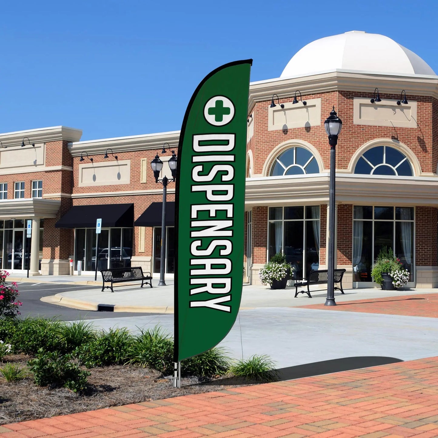 Smoke Vape Shop Feather Flag Banner Flag Pole Kit - 12 Feet Tall Advertising Flag Banner with Fiberglass Pole Kit and Rotating Ground Spike for Business Promotion - Smoke Vape Shop Theme - Dispensary 10M1200244 - North State Signs & Printing