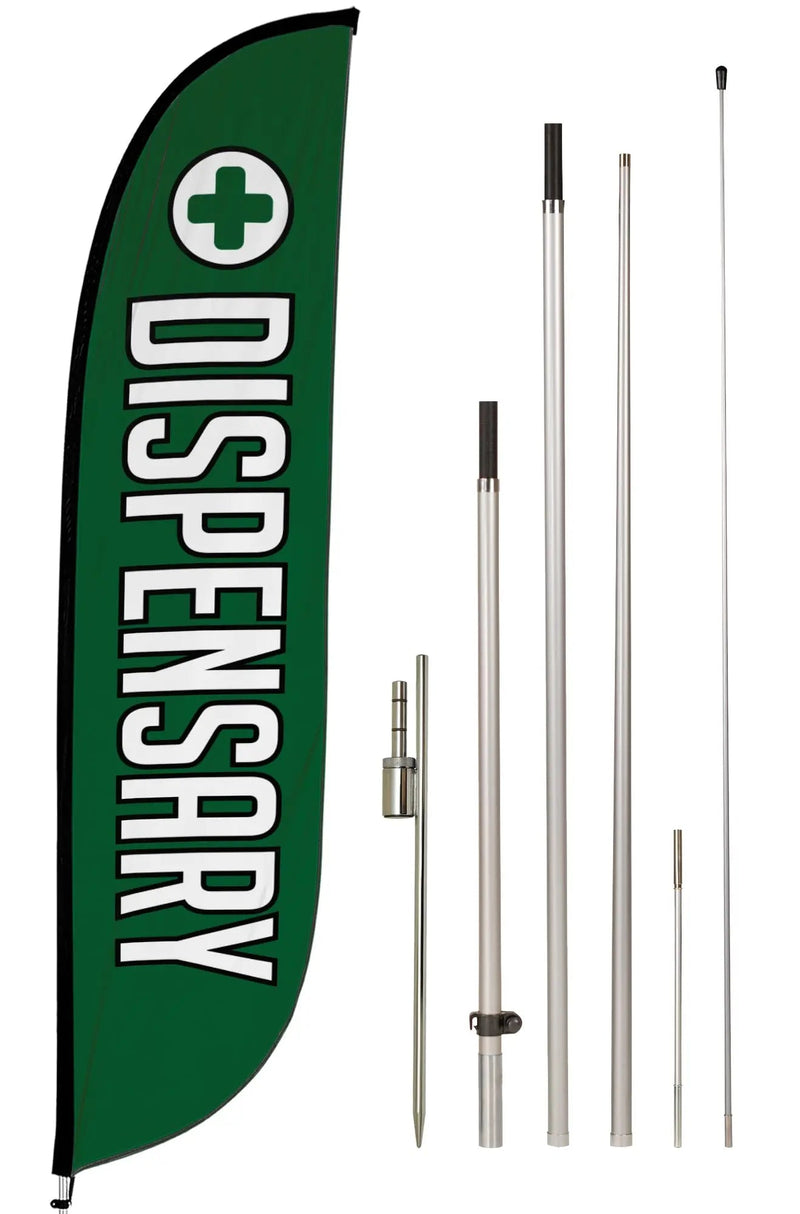 Smoke Vape Shop Feather Flag Banner Flag Pole Kit - 12 Feet Tall Advertising Flag Banner with Fiberglass Pole Kit and Rotating Ground Spike for Business Promotion - Smoke Vape Shop Theme - Dispensary 10M1200244 - North State Signs & Printing
