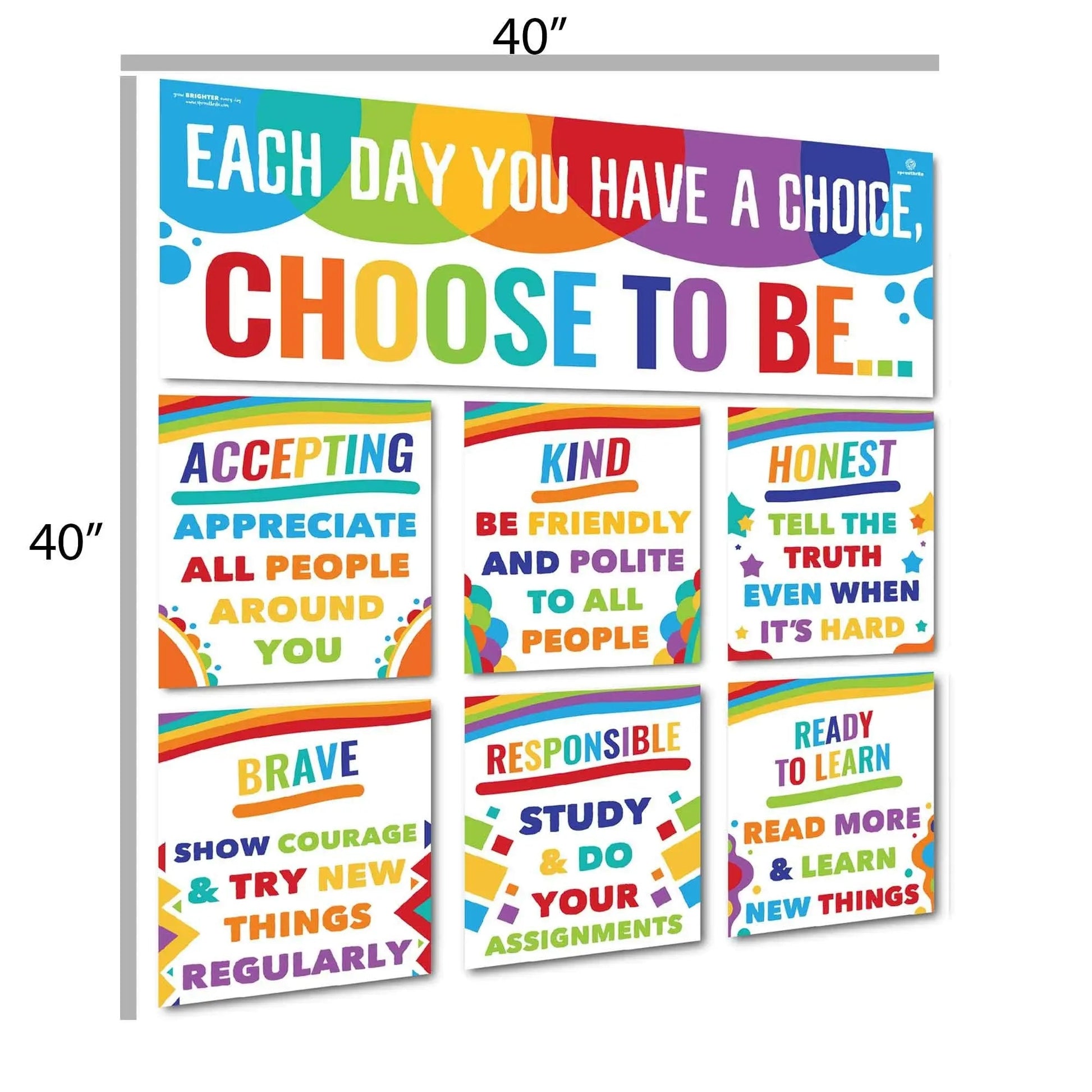Sproutbrite Classroom Banner Decorations and Poster Bulletin Board Set - Choose to be - North State Signs & Printing