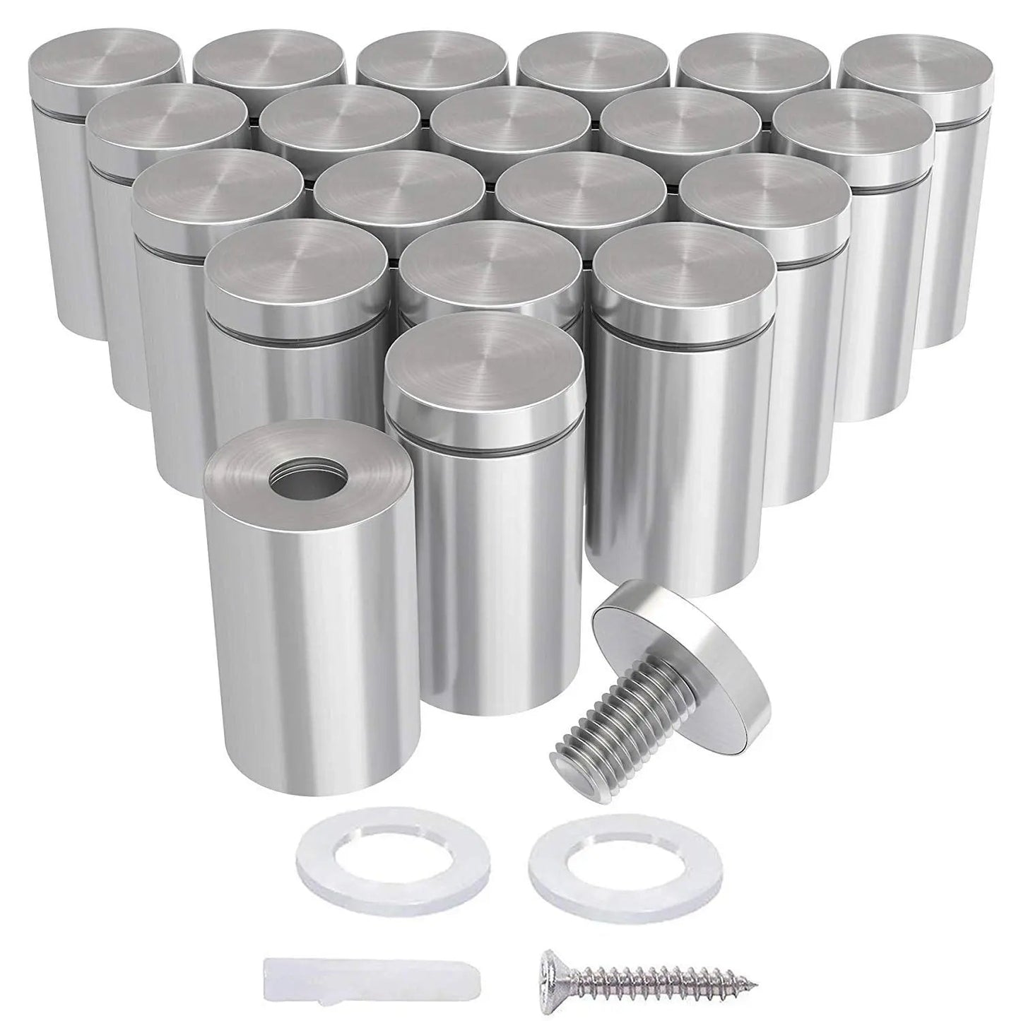 Standoff Screws (1 in. Dia x 1 in. L), Stainless Steel Standoffs Mounting Hardware LuckIn 20 - Pack for Acrylic Signs, Silver - North State Signs & Printing