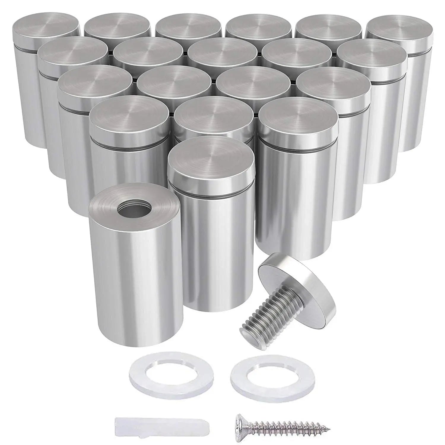 Standoff Screws (1 in. Dia x 1 in. L), Stainless Steel Standoffs Mounting Hardware LuckIn 20 - Pack for Acrylic Signs, Silver - North State Signs & Printing