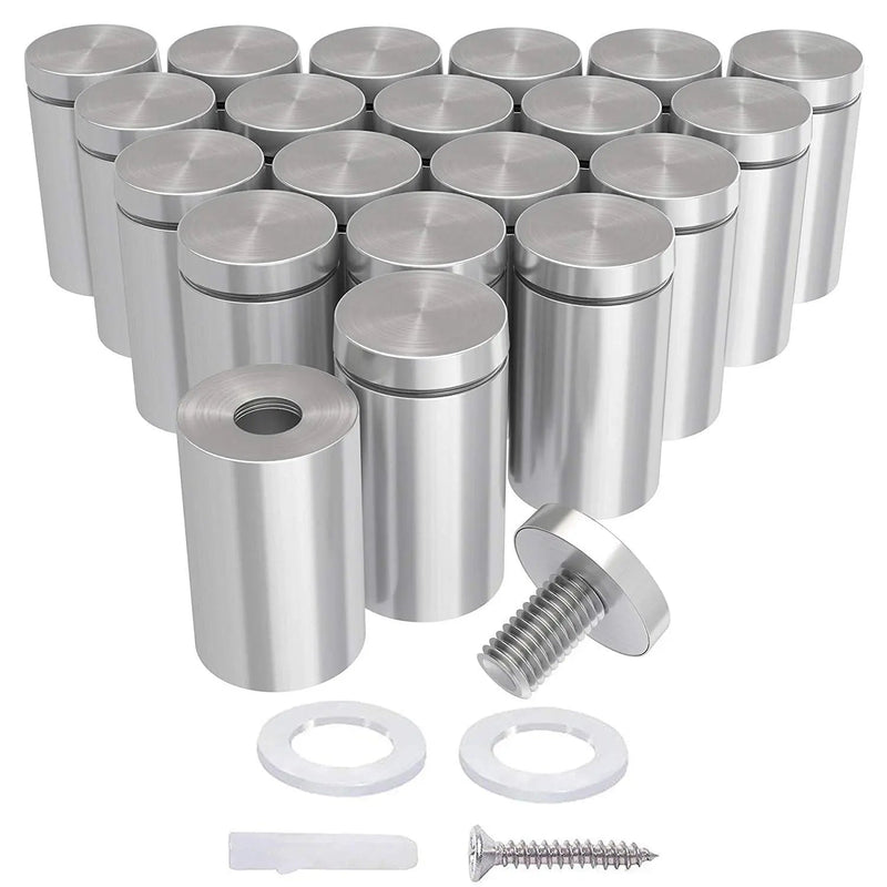 Standoff Screws (1 in. Dia x 1 in. L), Stainless Steel Standoffs Mounting Hardware LuckIn 20 - Pack for Acrylic Signs, Silver - North State Signs & Printing