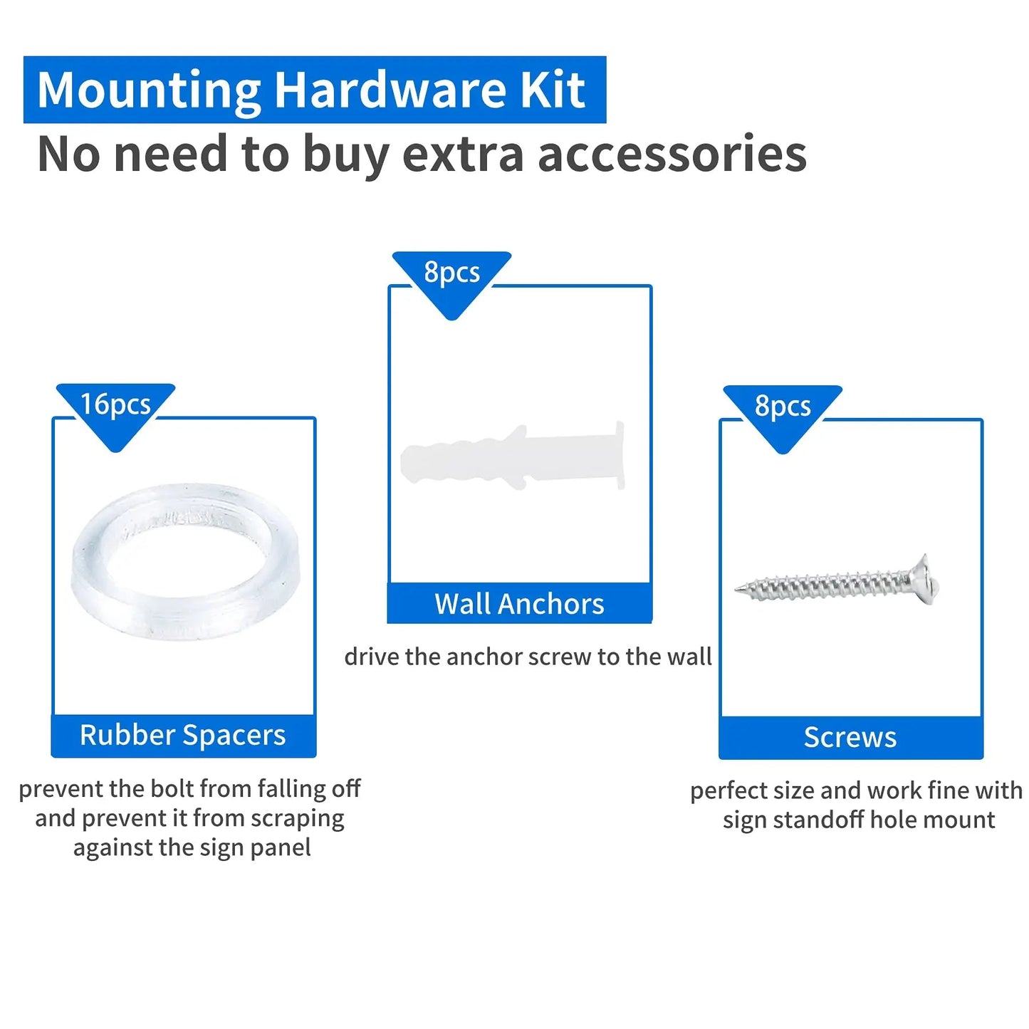 Standoffs 8 Pack Standoff Screws 3/4 x 1 Inch Black Sign Standoffs Stainless Steel Stand Off Wall Mounts for Hanging Acrylic Picture Frame, Advertising Screws Kit - North State Signs & Printing