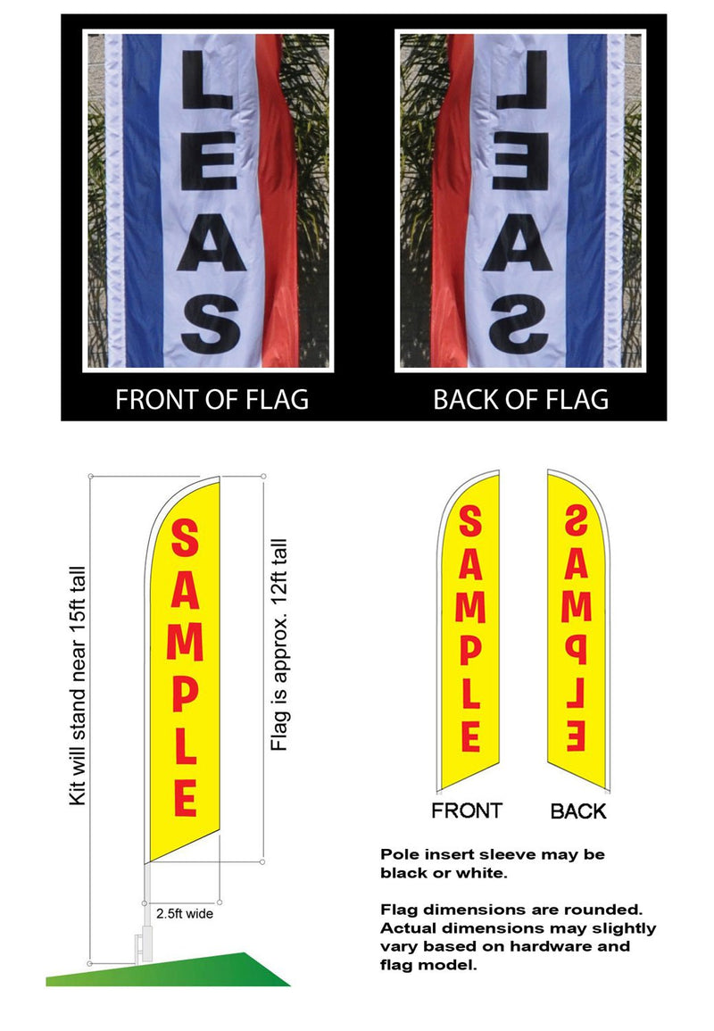 Start Finish and Check-in Advertising Package of 3 Feather Banner Swooper Flag Kits with Ground Spikes for Marathons