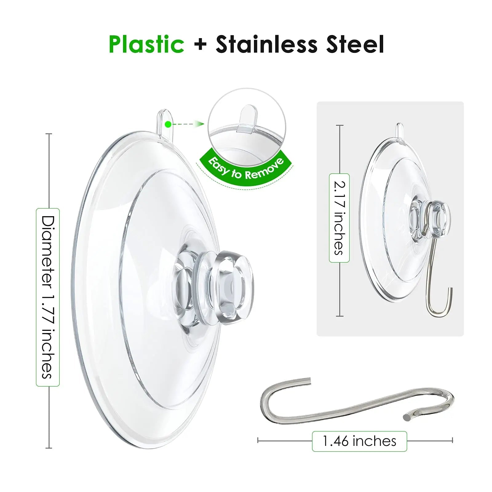 Suction Cup Hooks,HangerSpace Clear PVC Suction Cups with Metal Hooks Removable Small Suction Cups for Kitchen Bathroom Shower Wall Window Glass Door - 12 Pack - North State Signs & Printing