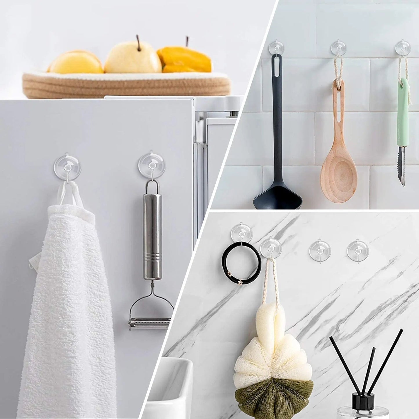 Suction Cup Hooks,HangerSpace Clear PVC Suction Cups with Metal Hooks Removable Small Suction Cups for Kitchen Bathroom Shower Wall Window Glass Door - 12 Pack - North State Signs & Printing