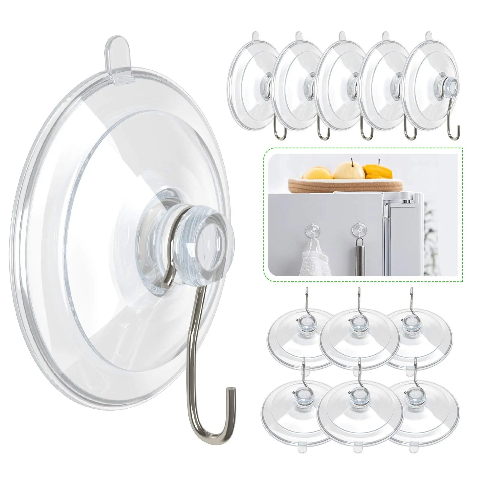 Suction Cup Hooks,HangerSpace Clear PVC Suction Cups with Metal Hooks Removable Small Suction Cups for Kitchen Bathroom Shower Wall Window Glass Door - 12 Pack - North State Signs & Printing