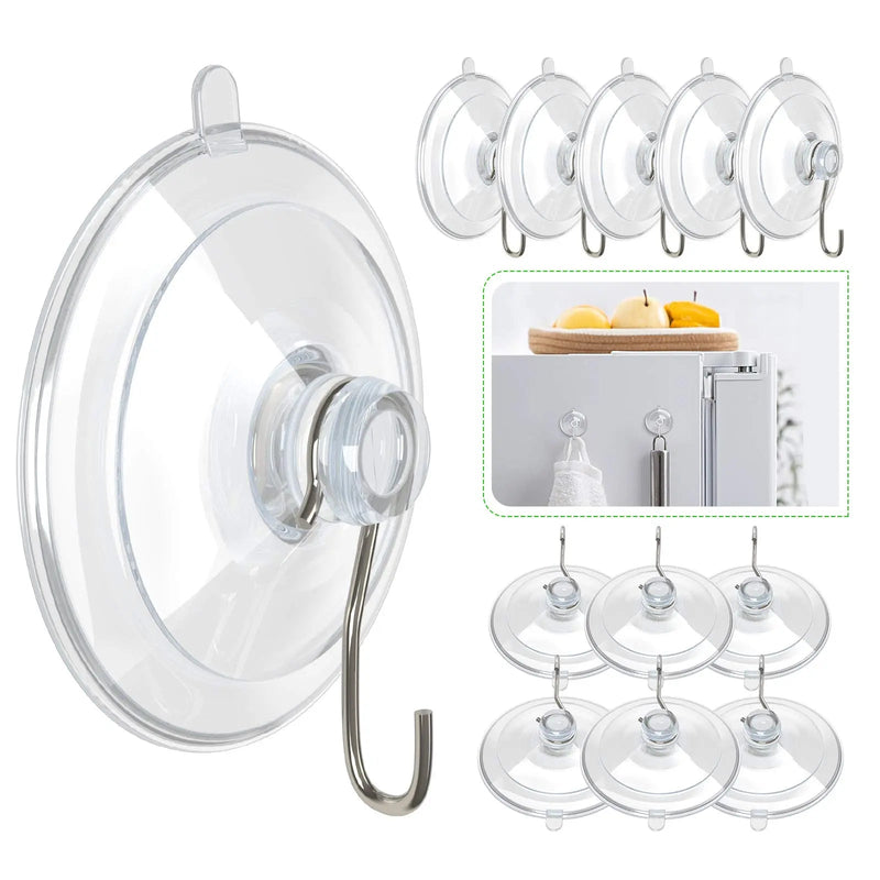 Suction Cup Hooks,HangerSpace Clear PVC Suction Cups with Metal Hooks Removable Small Suction Cups for Kitchen Bathroom Shower Wall Window Glass Door - 12 Pack - North State Signs & Printing
