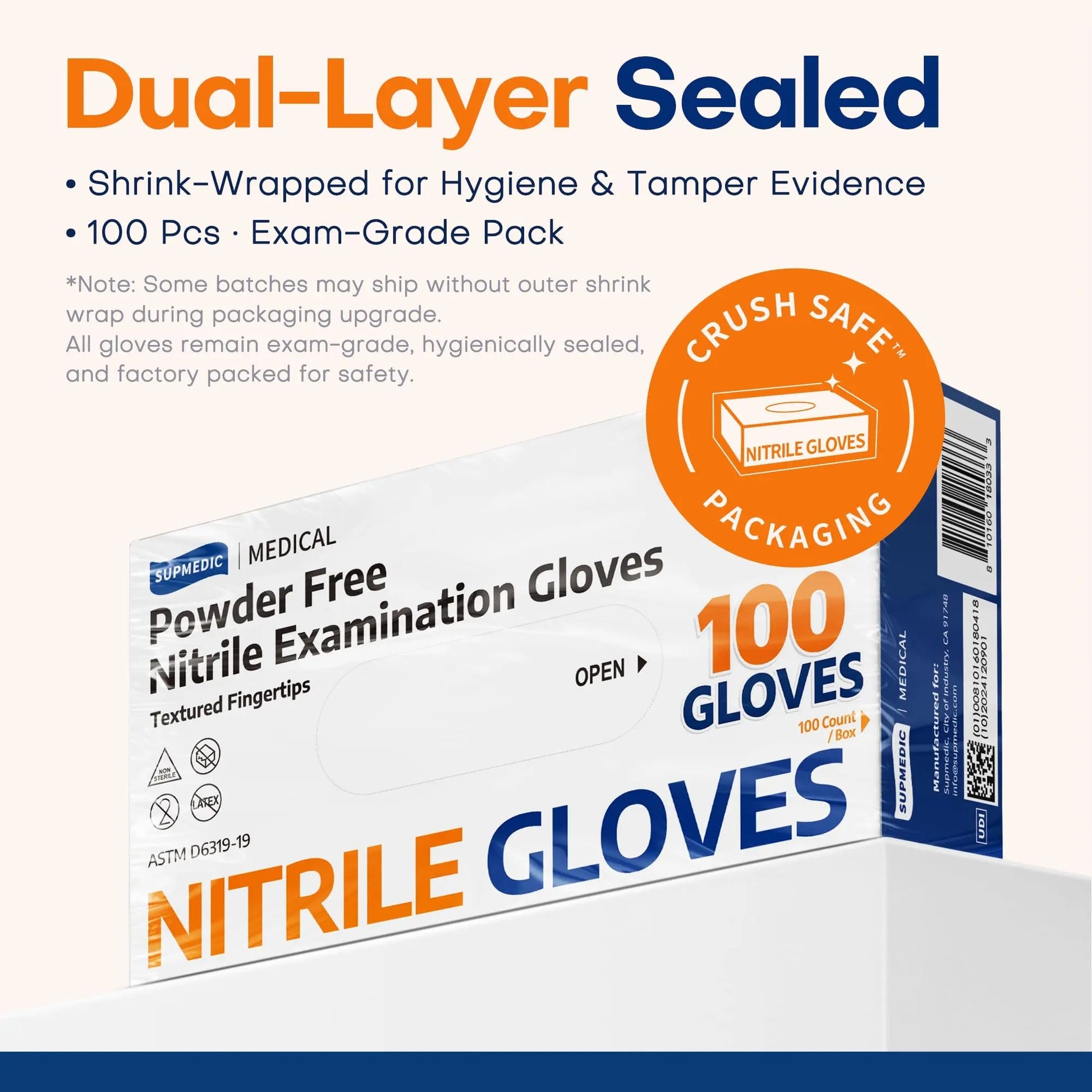 Supmedic Medical Nitrile Exam Gloves, Latex - Free, Powder - Free, Food Safe, Cooking Food Prep, Disposable Gloves, Blue, 100 Pcs (Large) - North State Signs & Printing
