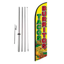 Tacos Burritos Mexican Restaurant Advertising Feather Banner Swooper Flag Sign with Banner Flag Pole Kit and Ground Stake, Red Yellow Theme - North State Signs & Printing