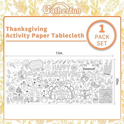 Family Fun Thanksgiving Activity Poster - 30 x 72 Inches Turkey-Themed Thanksgiving Day Party Versatile Paper Coloring