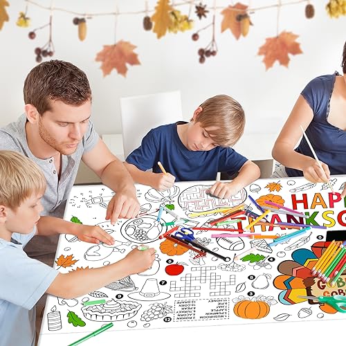 Family Fun Thanksgiving Activity Poster - 30 x 72 Inches Turkey-Themed Thanksgiving Day Party Versatile Paper Coloring