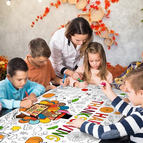 Family Fun Thanksgiving Activity Poster - 30 x 72 Inches Turkey-Themed Thanksgiving Day Party Versatile Paper Coloring