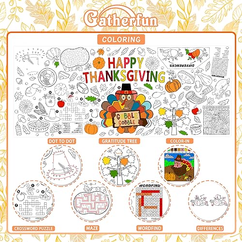 Family Fun Thanksgiving Activity Poster - 30 x 72 Inches Turkey-Themed Thanksgiving Day Party Versatile Paper Coloring