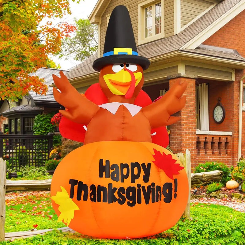 Thanksgiving Inflatables Outdoor Decoration GOOSH 6 Ft Turkey Blow Up Yard Ghost with Built - in LEDs for Indoor Garden Lawn Party Decor - North State Signs & Printing