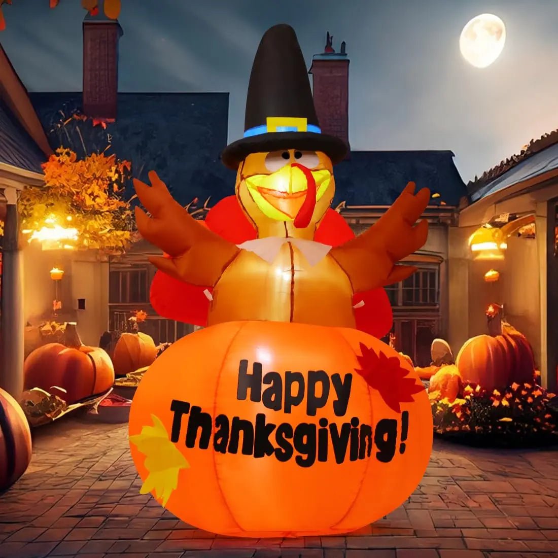 Thanksgiving Inflatables Outdoor Decoration GOOSH 6 Ft Turkey Blow Up Yard Ghost with Built - in LEDs for Indoor Garden Lawn Party Decor - North State Signs & Printing