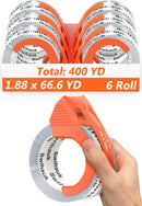 Total 400 yd, 6 Pack 1.18 in x 66.6 yd - Heavy Duty Packing Tape with Dispenser, Bingding Tape, Clear Shipping Tape, Packaging Tape, Package Tape for Shipping Moving Storage and Mailing - North State Signs & Printing