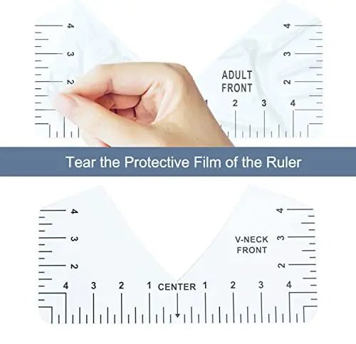 Tshirt - Ruler Guide to Center Vinyl, 9Pcs, Transparent V - Neck/Round PVC Ruler for Alignment, Heat Press, Children Youth Adult, Front and Back Measurement (10in) - North State Signs & Printing
