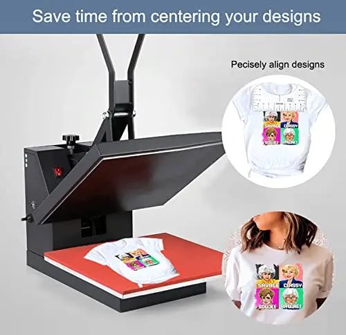 Tshirt - Ruler Guide to Center Vinyl, 9Pcs, Transparent V - Neck/Round PVC Ruler for Alignment, Heat Press, Children Youth Adult, Front and Back Measurement (10in) - North State Signs & Printing