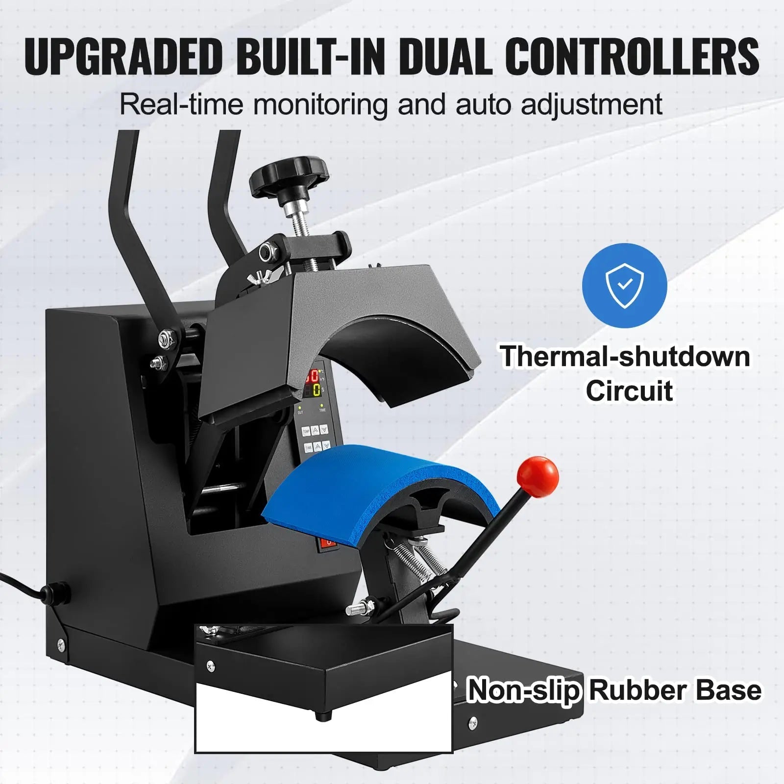 VEVOR 4 - in - 1 Heat Press Machine for Hats with 6x3inches Curved Teflon - Coated Heat Plate, Easy Temperature Control Non - Slip Base, Four Replaceable Elements 6x3/6.7x2.7/6.7x3.8/8.1x3.5inches - North State Signs & Printing