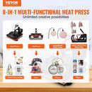 VEVOR 8 in 1 Heat Press Machine 15x15 Inch 360° Swing Away Digital Tshirt Press Machine with (Tumbler/Hat/Plate) Press, Multifunctional Sublimation Heat Press for T-Shirt Hat Cap Mug Plate - North State Signs & Printing