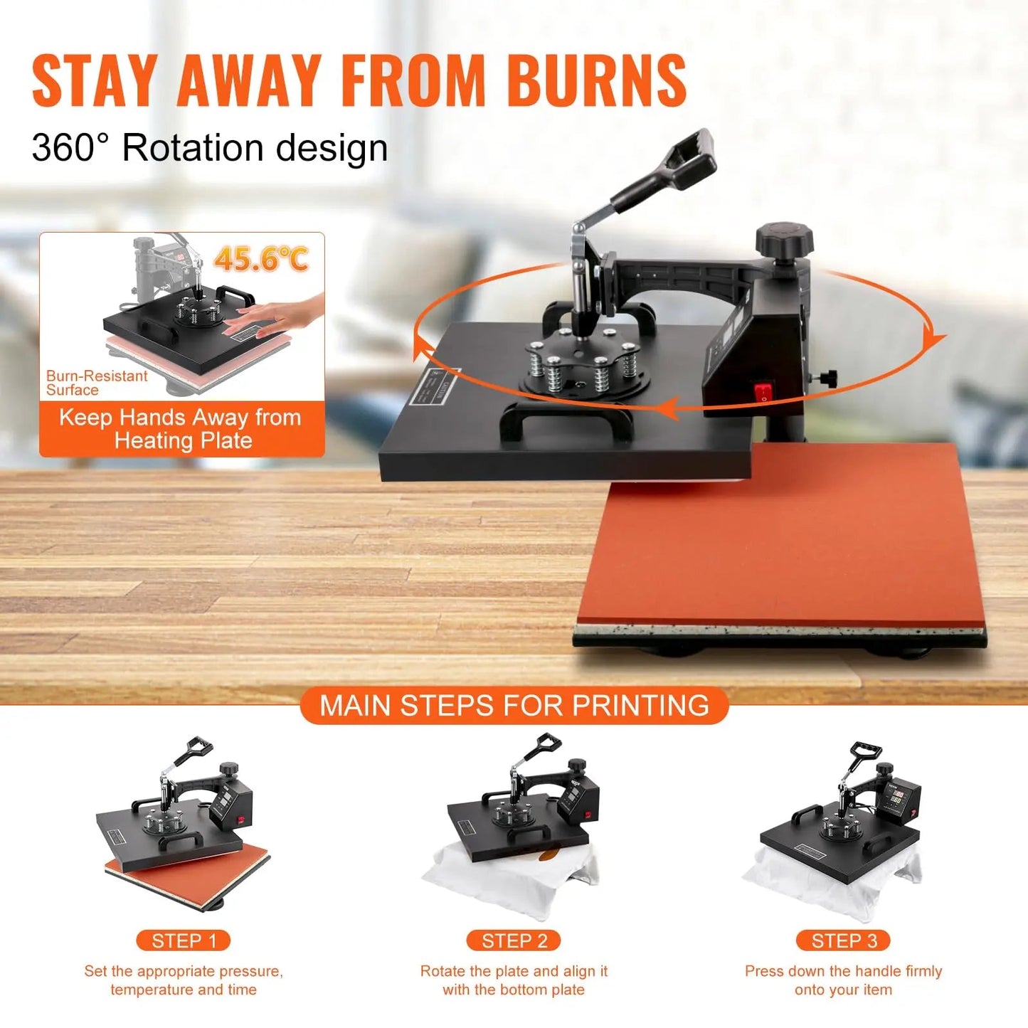 VEVOR 8 in 1 Heat Press Machine 15x15 Inch 360° Swing Away Digital Tshirt Press Machine with (Tumbler/Hat/Plate) Press, Multifunctional Sublimation Heat Press for T-Shirt Hat Cap Mug Plate - North State Signs & Printing