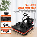 VEVOR 8 in 1 Heat Press Machine 15x15 Inch 360° Swing Away Digital Tshirt Press Machine with (Tumbler/Hat/Plate) Press, Multifunctional Sublimation Heat Press for T-Shirt Hat Cap Mug Plate - North State Signs & Printing