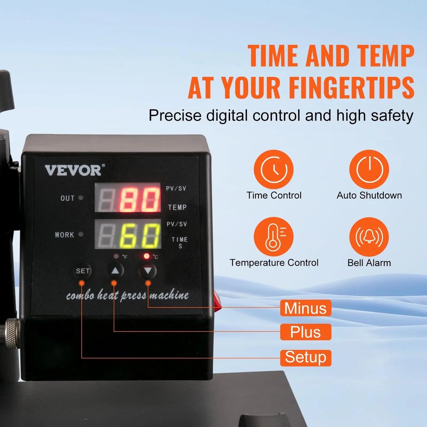 VEVOR 8 in 1 Heat Press Machine 15x15 Inch 360° Swing Away Digital Tshirt Press Machine with (Tumbler/Hat/Plate) Press, Multifunctional Sublimation Heat Press for T-Shirt Hat Cap Mug Plate - North State Signs & Printing
