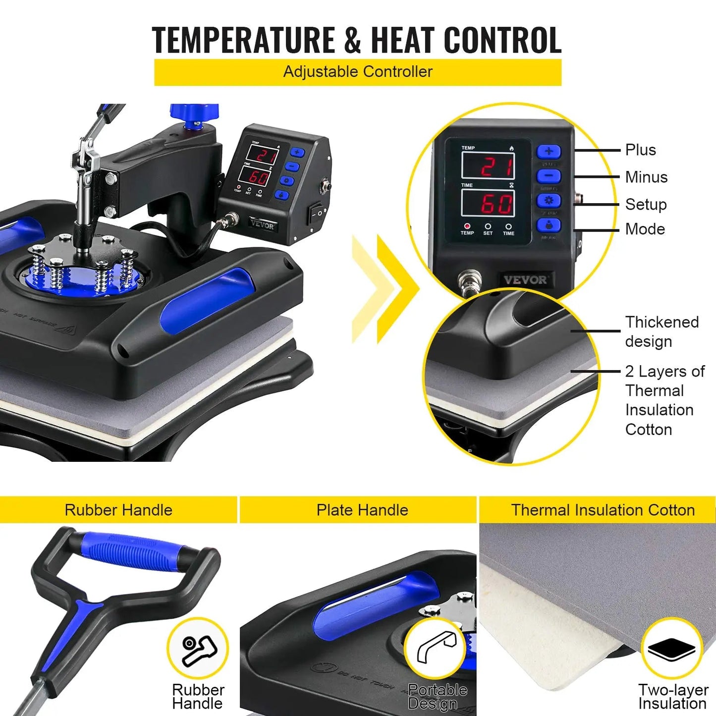 VEVOR 8 in 1 Heat Press Machine 15x15 Inch, 360° Swing Away Shirt Press Machine - North State Signs & Printing