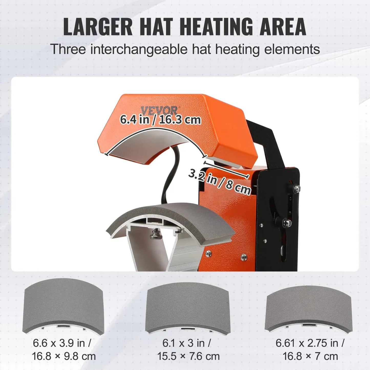 VEVOR Hat Heat Press Machine, 3 - in - 1 Auto Cap Heat Press with 3pcs Interchangeable Platens (6.6‘’x 3.9, 6.6‘’x 3, and 6.1‘’x 2.75), Automatic Release & Press Knob - Style Digital Control Panel for Caps - North State Signs & Printing