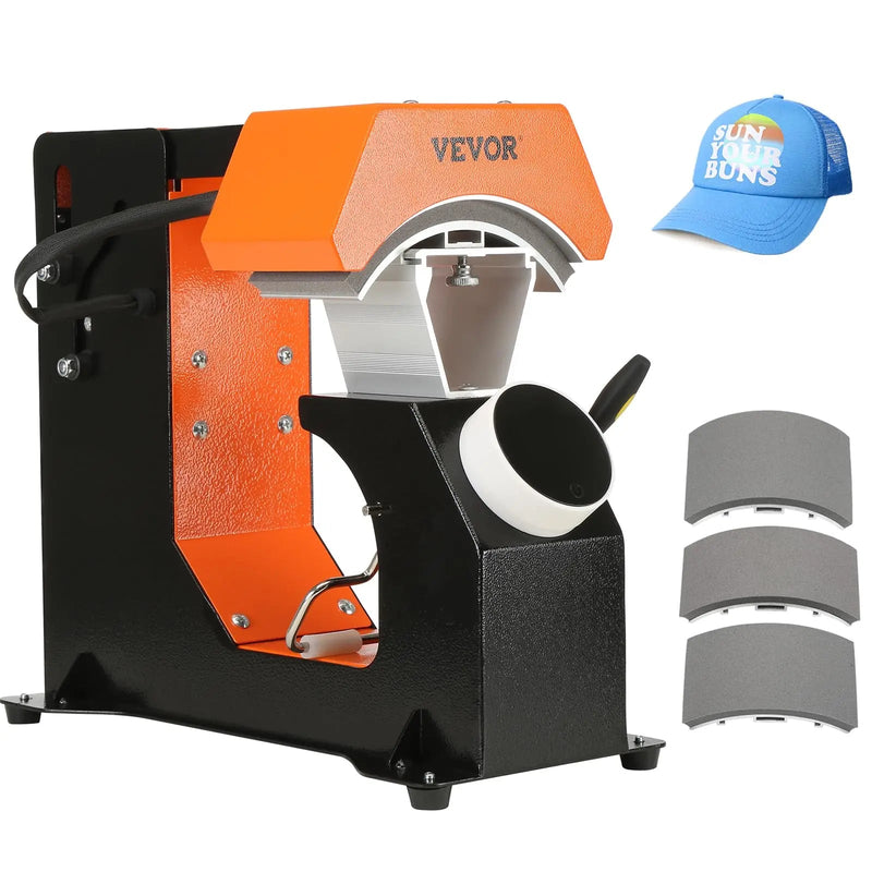 VEVOR Hat Heat Press Machine, 3 - in - 1 Auto Cap Heat Press with 3pcs Interchangeable Platens (6.6‘’x 3.9, 6.6‘’x 3, and 6.1‘’x 2.75), Automatic Release & Press Knob - Style Digital Control Panel for Caps - North State Signs & Printing