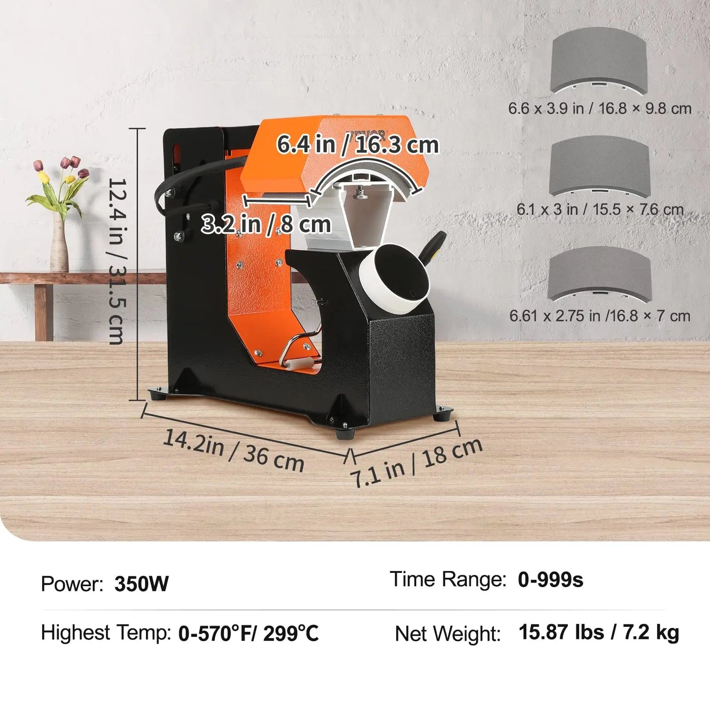 VEVOR Hat Heat Press Machine, 3 - in - 1 Auto Cap Heat Press with 3pcs Interchangeable Platens (6.6‘’x 3.9, 6.6‘’x 3, and 6.1‘’x 2.75), Automatic Release & Press Knob - Style Digital Control Panel for Caps - North State Signs & Printing