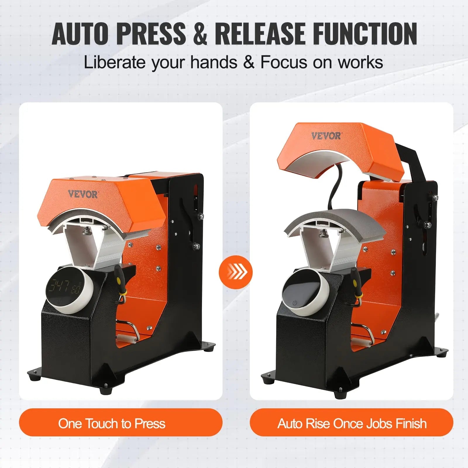 VEVOR Hat Heat Press Machine, 3 - in - 1 Auto Cap Heat Press with 3pcs Interchangeable Platens (6.6‘’x 3.9, 6.6‘’x 3, and 6.1‘’x 2.75), Automatic Release & Press Knob - Style Digital Control Panel for Caps - North State Signs & Printing