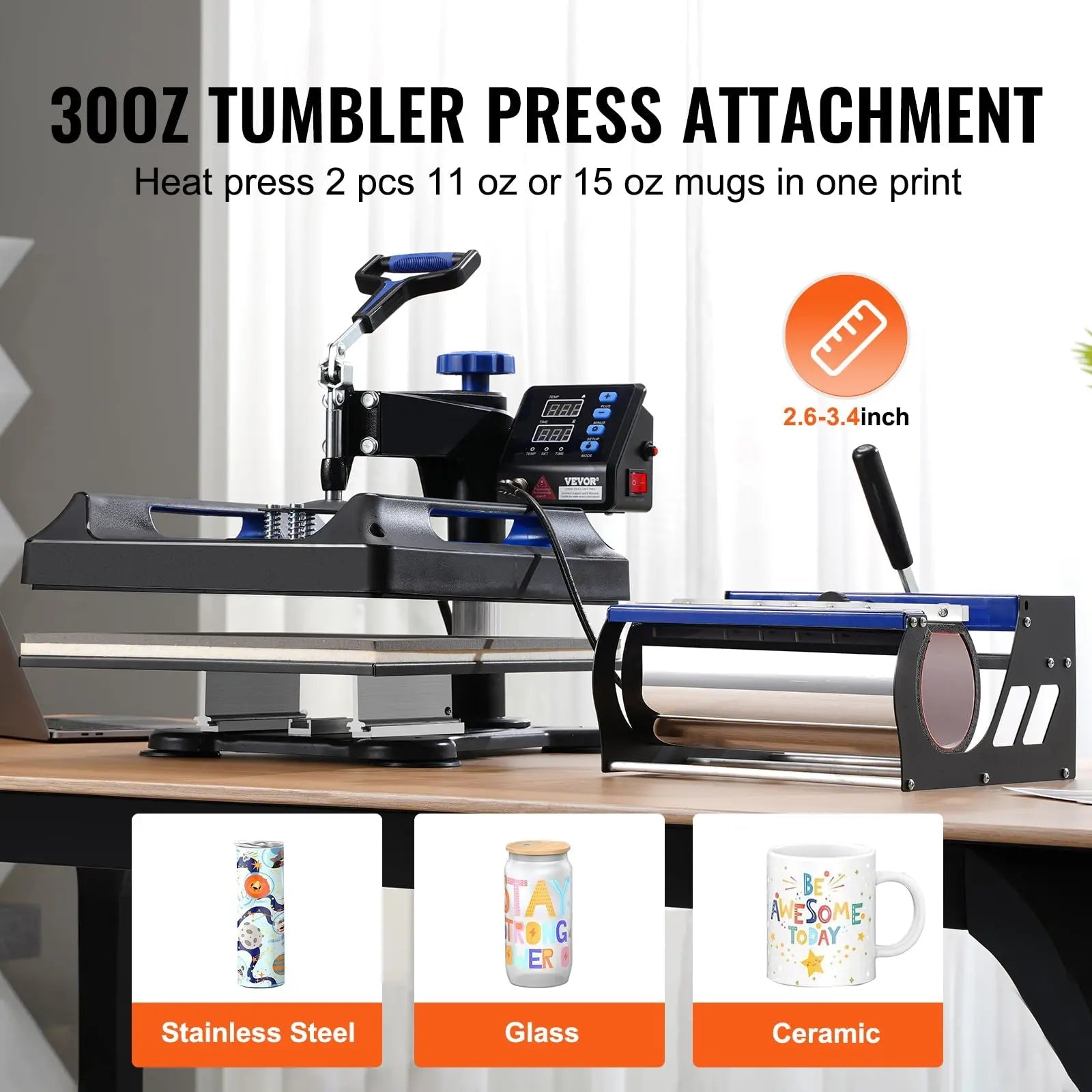 VEVOR Pro Heat Press 15x15 Heat Press with 30 OZ Tumbler Attachment - North State Signs & Printing