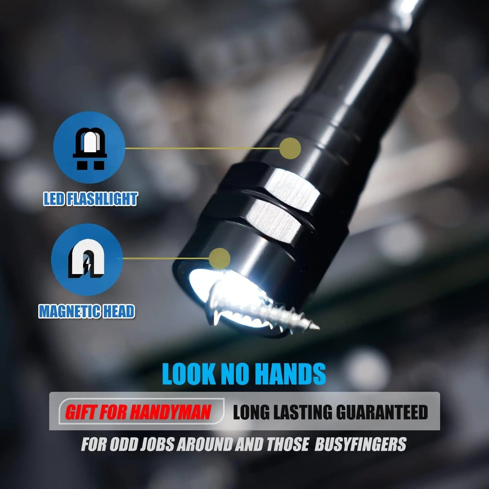 VIBELITE Extendable Magnetic Flashlight with Telescoping Magnet Pickup Tool - Cool Gadget Valentines Day Gifts for Him, Men, Husband, Dad, Father, Mechanic,Tech,Handyman, Boyfriend, Women - North State Signs & Printing