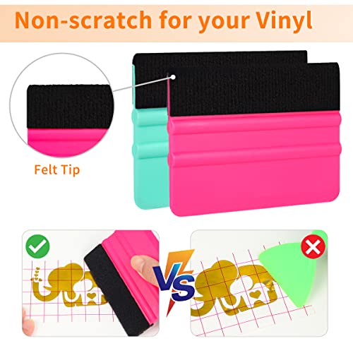 Squeegee for Vinyl - 2Pack Felt Squeegee Tool Craft Adhesive Vinyl Cricut Scraper for Car Film Wrap Sign Making DIY