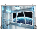 Vinyl Spaceship Interior Background Futuristic Science Fiction Photography, LYWYGG 7x5FT, Backdrops Spacecraft Cabin Photo Shoot Studio Props Astronomy Universe Galaxy Outer Space Station CP - 214 Blue - North State Signs & Printing