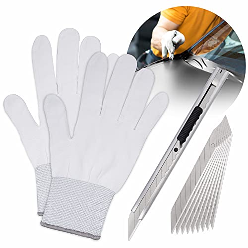 FOSHIO Window Tint Vinyl Wrap Tool Kit with 5M Knife Tape Felt Squeegee Micro Squeegee Wrap Magnets Holders Gloves