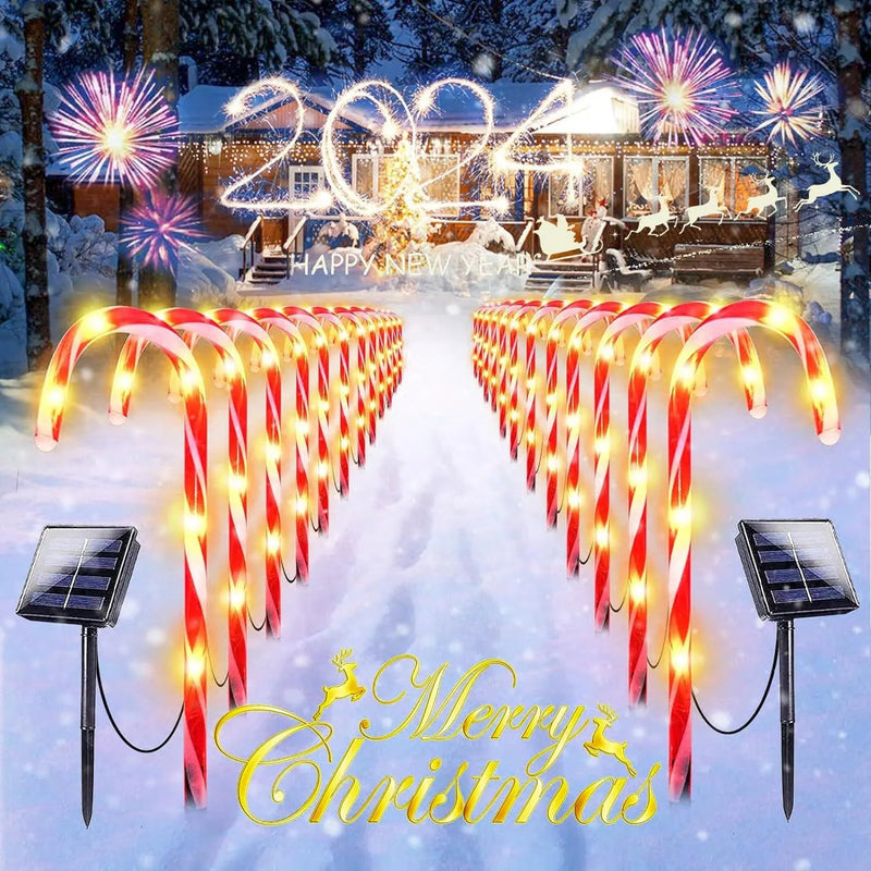 Waterproof Solar Christmas Candy Cane Lights, 24 Pack Upgraded Christmas Pathway Stake Lights Outdoor with 8 Modes, Solar Pathway Makers Lights for Outdoor Yard Walkway Garden Christmas Decorations - North State Signs & Printing