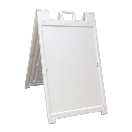 White Plasticade Signicade Deluxe A Frame Sidewalk Curb Sign Portable Folding Double Sided Display with Quick Change System - North State Signs & Printing