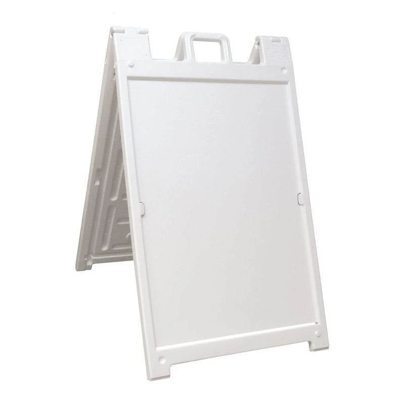 White Plasticade Signicade Deluxe A Frame Sidewalk Curb Sign Portable Folding Double Sided Display with Quick Change System - North State Signs & Printing