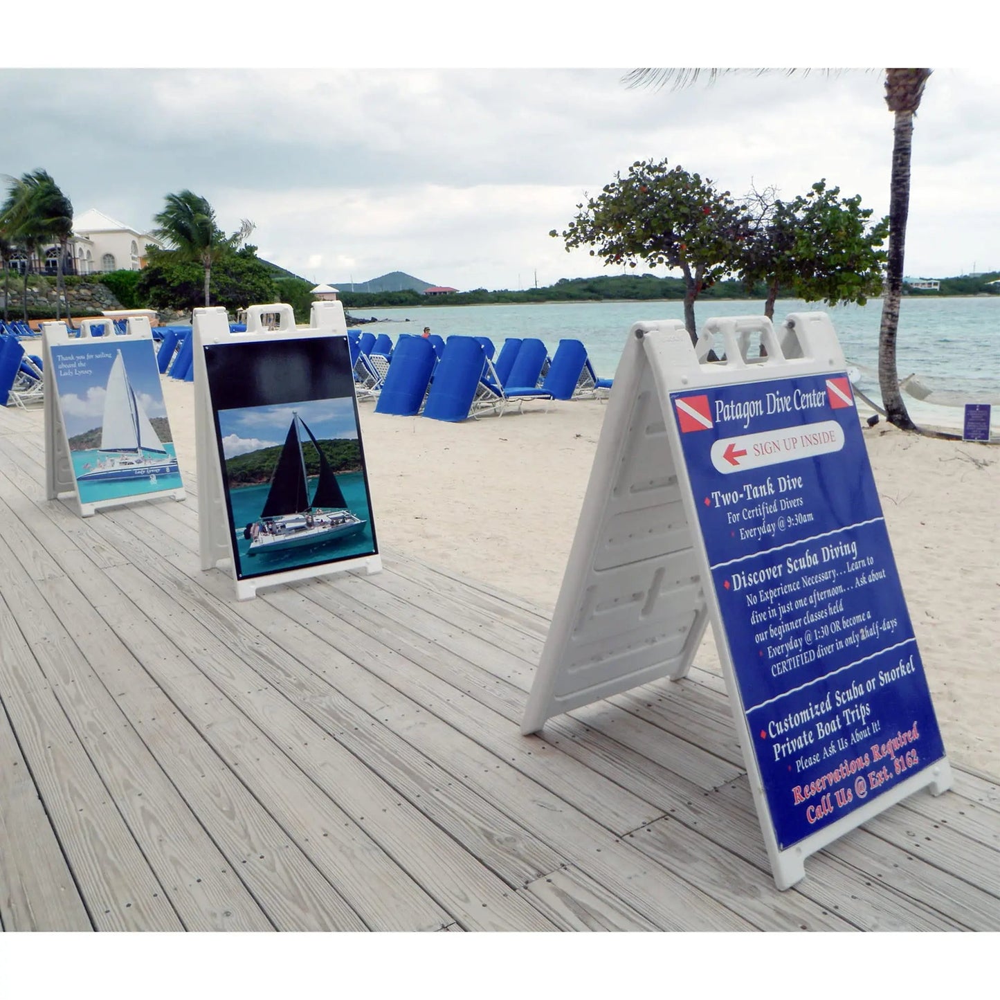 White Plasticade Signicade Deluxe A Frame Sidewalk Curb Sign Portable Folding Double Sided Display with Quick Change System - North State Signs & Printing