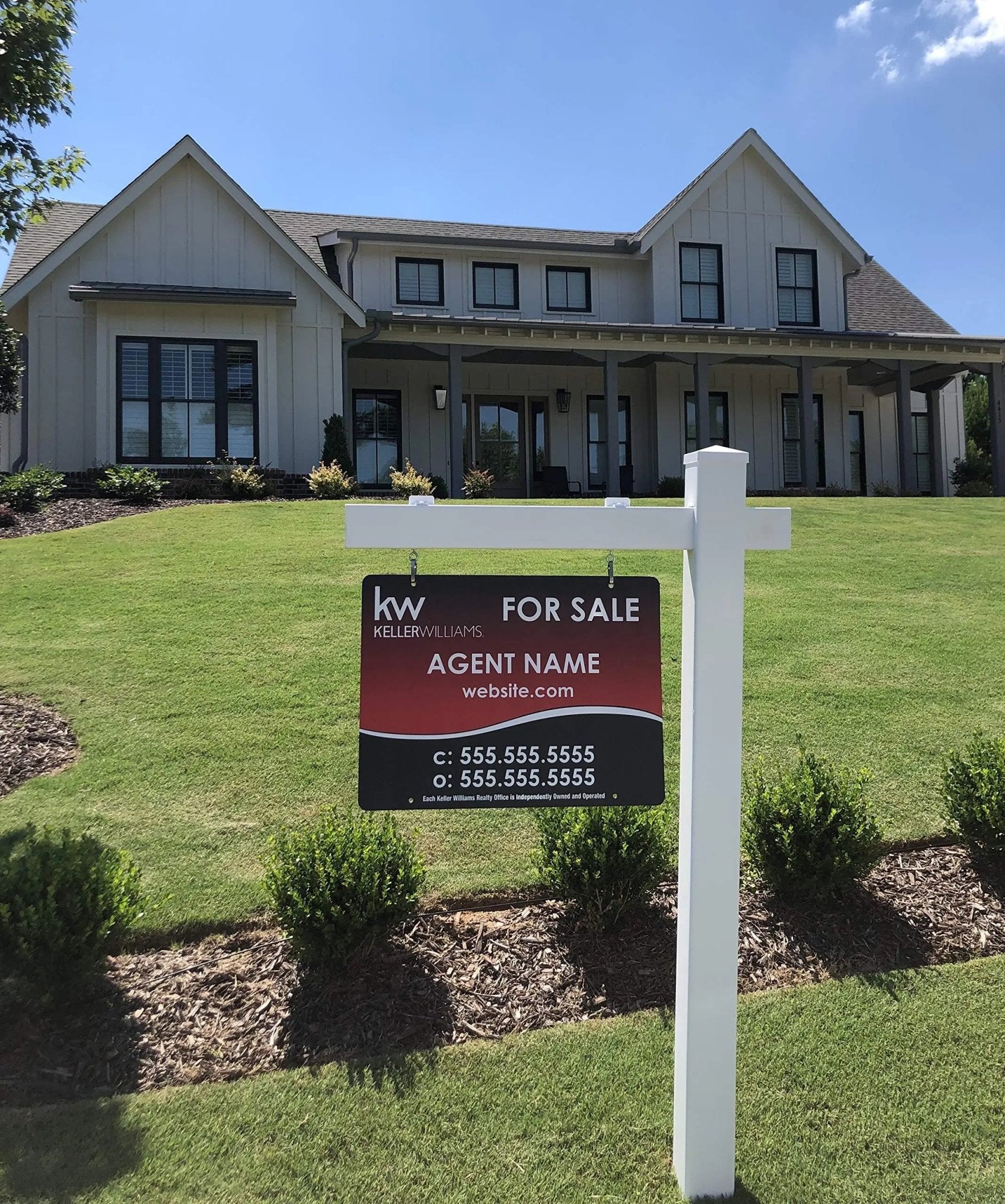 White Vinyl Real Estate Sign Post 5' Tall Professional Realtor Yard Sign Post for Open House and Home for Sale - North State Signs & Printing