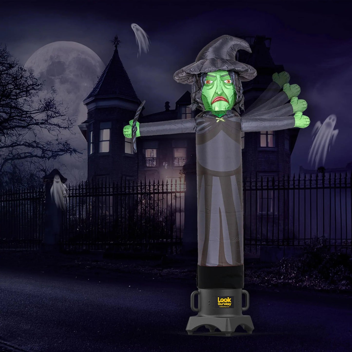 Witch Air Wavers Inflatable Tube Man Set - 7 Feet Tall Air Waver with Air Dancer Blower - Inflatable Advertising Tube Guy with Flapping Waving Arm - Halloween Holiday Promotion - Witch - North State Signs & Printing