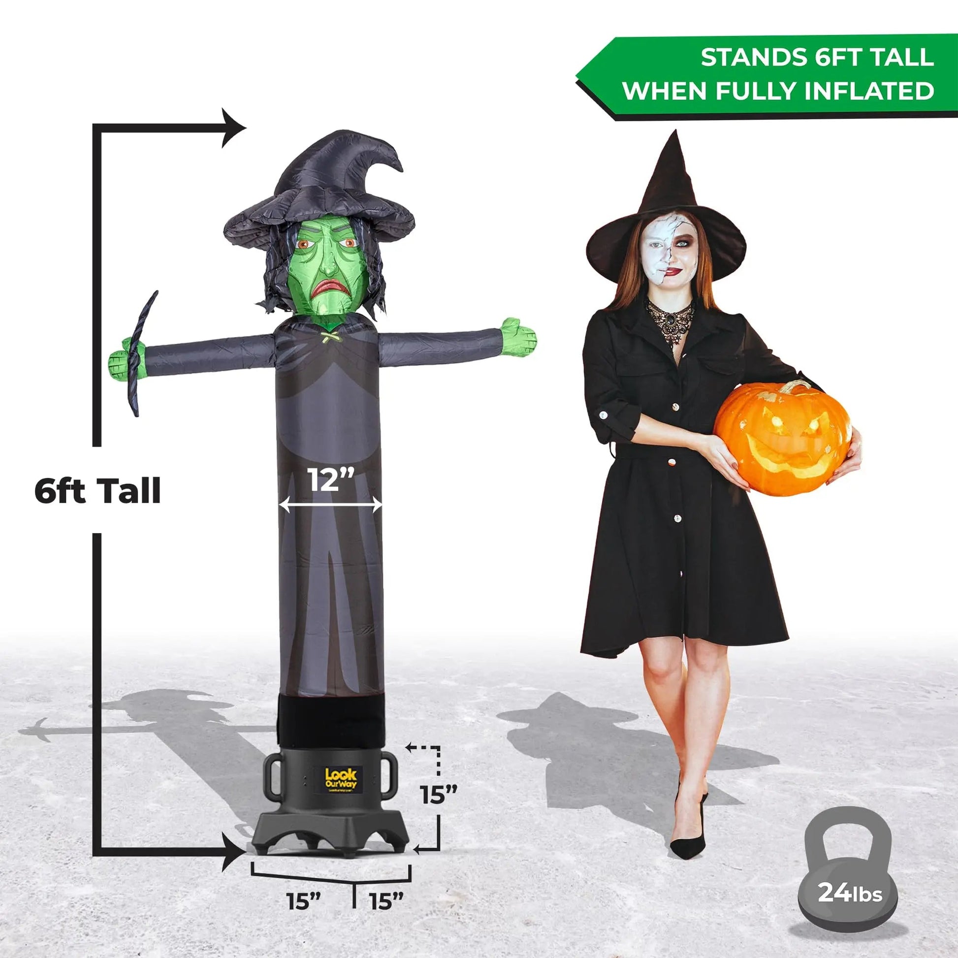 Witch Air Wavers Inflatable Tube Man Set - 7 Feet Tall Air Waver with Air Dancer Blower - Inflatable Advertising Tube Guy with Flapping Waving Arm - Halloween Holiday Promotion - Witch - North State Signs & Printing