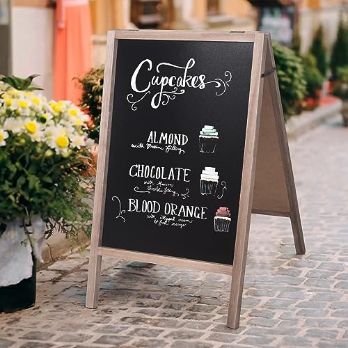 Extra Large Wooden 40’’ x 22’’ Chalkboard,A-Frame Chalkboard Sign Double-Sided Sidewalk Chalkboard Easel Sturdy