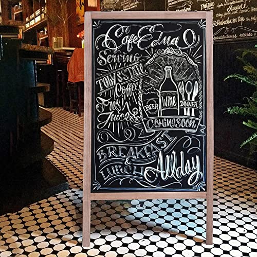 Extra Large Wooden 40’’ x 22’’ Chalkboard,A-Frame Chalkboard Sign Double-Sided Sidewalk Chalkboard Easel Sturdy