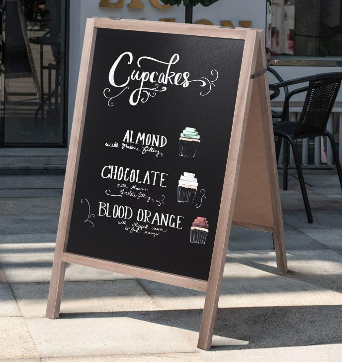 Extra Large Wooden 40’’ x 22’’ Chalkboard,A-Frame Chalkboard Sign Double-Sided Sidewalk Chalkboard Easel Sturdy