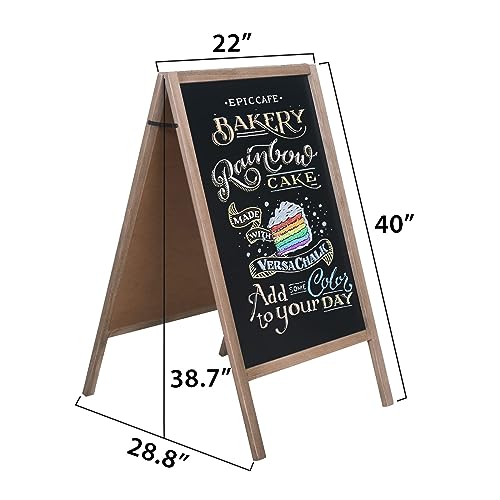 Extra Large Wooden 40’’ x 22’’ Chalkboard,A-Frame Chalkboard Sign Double-Sided Sidewalk Chalkboard Easel Sturdy