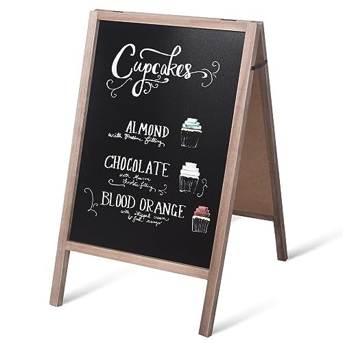 Extra Large Wooden 40’’ x 22’’ Chalkboard,A-Frame Chalkboard Sign Double-Sided Sidewalk Chalkboard Easel Sturdy